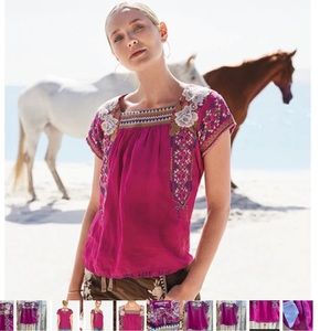 Johnny Was Ronnie Crop Mexican Top